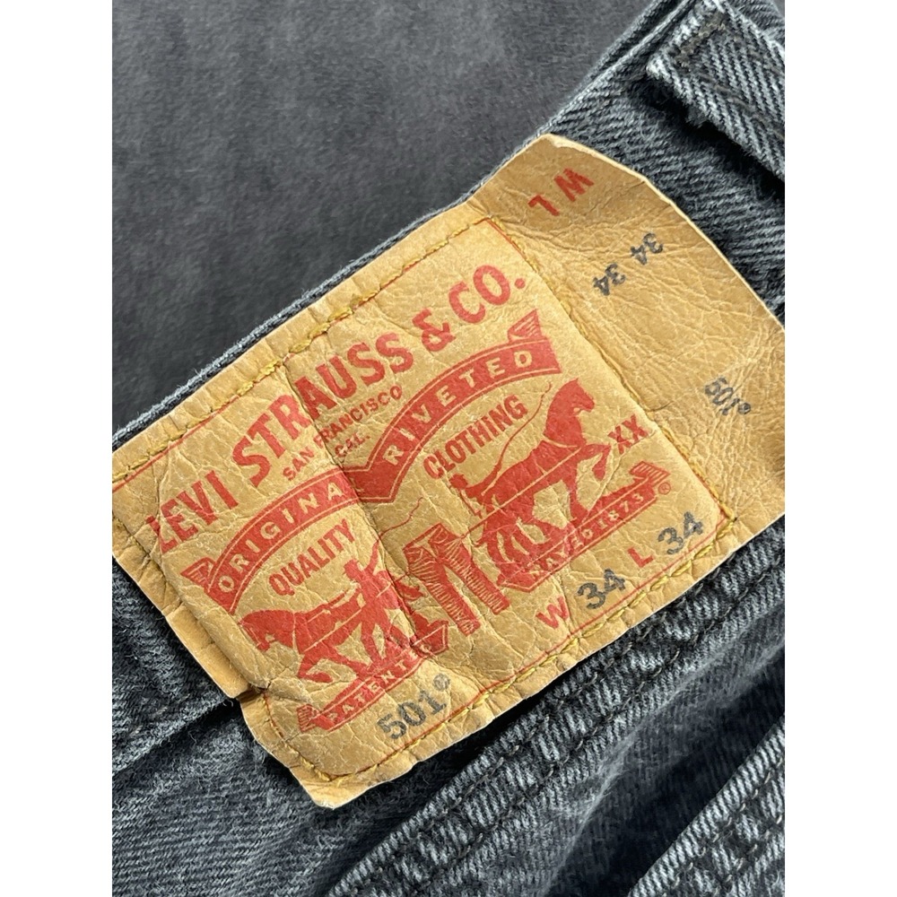 Levi's 501 Men's 34x34 Black‎ Gray Jeans Straight Leg Vintage Classic - Picture 7 of 14